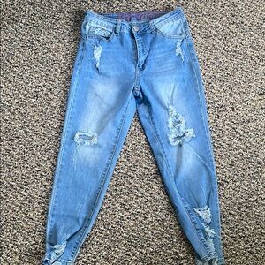 GOGO Blue Skinny Jeans with Distressed Details